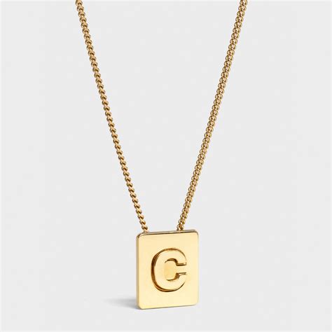 celine pendant c|Alphabet C Necklace in Brass with Gold finish .